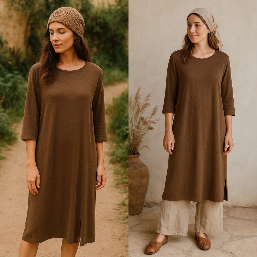 J.Jill Womens Linen Blend Long Sleeve Open Knit Midi Dress Brown Medium