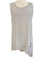 Saks Fifth Avenue Gray Scoop Neck Sleeveless Layered Lightweight Dress M