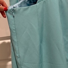 Bardot Anya Aqua Blue Midi Dress Asymmetrical Open Back Slit Size 4 Cocktail