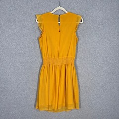 Mossimo Ruffle Smocked Dress XS Mustard Feminine Flowy Boho Romantic Sheer