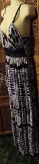 Alyn Paige*Black & White Sand Dollar Design Spaghetti Strap Lg. Maxi Dress Sz 8