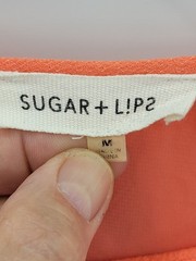 Sugar Lips Dress Womens Medium Orange Bell Sleeve Lace Up Embroidered Boho