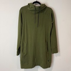 American Giant Womens Hoodie Dress Medium Capulet Green Funnel Neck Pockets