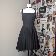 Black Square Neck Gothic Corset Mini Dress