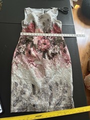 Adrianna Papell Dust Rose Print Metallic Dress Size 8