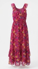 Old Navy Floral Maxi Dress Womens 2XL Pink Tiered Sheer Wedding Guest