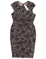 Warehouse Womens Bodycon Dress UK 12 Medium Black Floral Polyester AX10