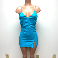 Superdown Womens Blue Adjustable Strap Cut Out Back Lined Micah Mini Dress S