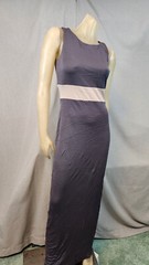 Maria Bianca Nero Two Tone Gray Slvlss Round Neck Contour Long Dress MEDIUM USED