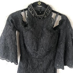 Morilee Dress Womens 00 Lace Sequin Bell Sleeve Cocktail Party Beaded Formal