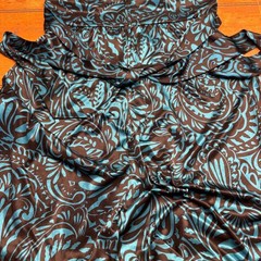 Ruby Rox Strapless Ruched Dress Blue Black Damask Tulle Skirt Size L Y2K cutie