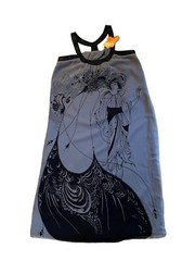 NWT VOOM by Joy Han Gray/black Silk Mythology Figure Lined Tunic Dress Size L
