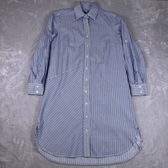 Finley Womens Blue White Striped Cotton Button Down Shirt Dress XS Made in USA