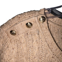 Talbots Cable Knit Button Shoulder Sweater Dress Camel Beige NWT Size Medium