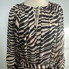 Banana Republic Women’s 100% Silk Machine Washable Zebra Safari Belted Dress L