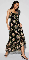 The Occasion by Old Navy Waist-Defined Chiffon Maxi Dress Floral Large