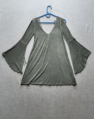 American Eagle Outfitters Women Dress S SHORT Sage Green Bell Sleeve NWT