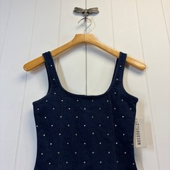 7th & Hudson Y2K Glam Rhinestone Denim Bodycon Dress Women Small Western Cowgirl