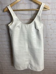 Women’s H&M Cream Faux Leather Dress Size XXS Lined Crocodile Print New Tags
