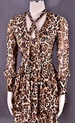INTERMIX Chiffon Tilley Leopard Print Drop Waist Tie V Neck Flowing Dress Size S