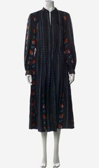 TORY BURCH FLORAL SILK MIDI DRESS SIZE S 4 US New (without tags)