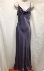 Vtg 90s Y2K Silk Cowl Neck Maxi Slip Dress Purple Bias Cut Steppin Out Sz 5/6