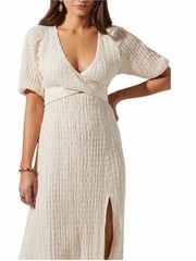 NWT ASTR The Label Crossover Bust Midi Dress in Cream Color Size Small