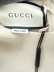 GUCCI Beige Wool-Silk Woven SYLVIE WEB Detailed A-Line Dress 46