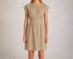 Theory Quiet Luxury Linen Blend Dress Minimalist Sheath Elegant Pocket Chic SZ 6
