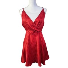 Zara Red Polka Dot Mini Moroccan Dress Open Back Tie Spaghetti Strap Party Small