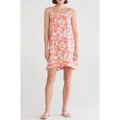 Billabong So Coy Mini Dress Coral Floral Tie Shoulder A Line Women&rsquo;s XL