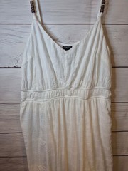 torrid White Plus-Size Textured Cotton Midi Sundress with Adjustable Straps 1X