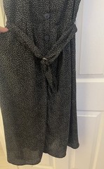 EXPRESS Small Black Polka Dot Belted Dress Coquette Sweetheart Button Strap