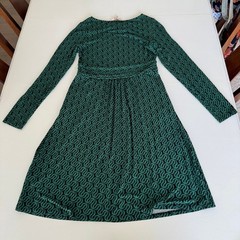 Boden Abigail Long Sleeve Jersey Dress NWT Green Black Ribbon Wave Pattern US 8R