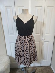 Styleword Cotton Blend Cheetah Leopard Animal Print Camisole Dress Size Small