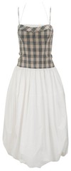 Simkhai Pfeiffer Bustier Bubble Hem Midi Dress in Midnight Gingham