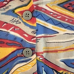 Vintage Adini Abstract Geometric Rayon Midi Dress Made India L Colorful 90s