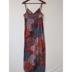 Twenty One Peacock Paisley Babydoll Maxi Dress V Neck Spaghetti Strap Size S
