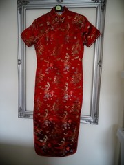 Chinese Brand new ladies Red embroidered dress size Medium Pura-seta