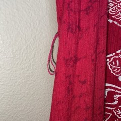 MALAMA Hawaiian Dress Womens Size Medium Red Asian Bird Flower Pattern Ruffles