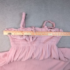 Celebrity Pink Smocked Waist Tiered Midi Dress Cottagecore Romantic Size XXXL