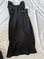 Lulus Hearts Aflutter Black Ruffled NWT Bodycon Midi Dress Size Large LBD