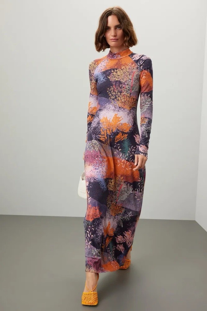 NWOT Untitled In Motion Speculus Tramuntana Forest Jersey Maxi Dress Size Large