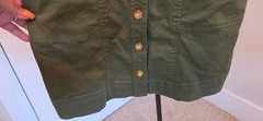 Loft Olive Green Button-Front Utility Dress with Cap Sleeves