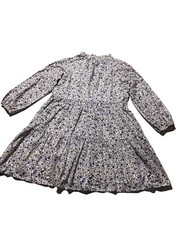 Sugarlips Heath Floral Long Sleeve Mini Shift Dress – Cream Multicolor Small