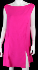 ROKSANDA Fuchsia Pink Wool Low Back Sleeveless Double Slit Mini Dress 12 16UK