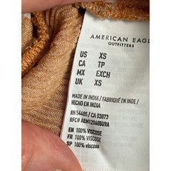American Eagle Floral Button Front Mini Dress Mustard Yellow XS Smocked Back