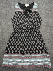 Olive & Oak Dress Womens Small Black Floral Sleeveless Border Print Sundress