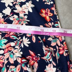 Roz & Ali Womens Size Small Floral Shift Dress Navy Blue Pink Gold Ring Keyhole