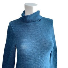 Peruvian Connection Dress Bodycon Knit Sweater Size Small Blue Pima Cotton Blend